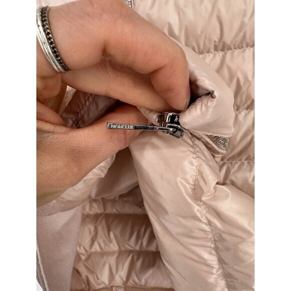 MONCLER Pink Tricot Wool Down Quilted Panel Cardigan Jacket Women’s M Read - Picture 7 of 16